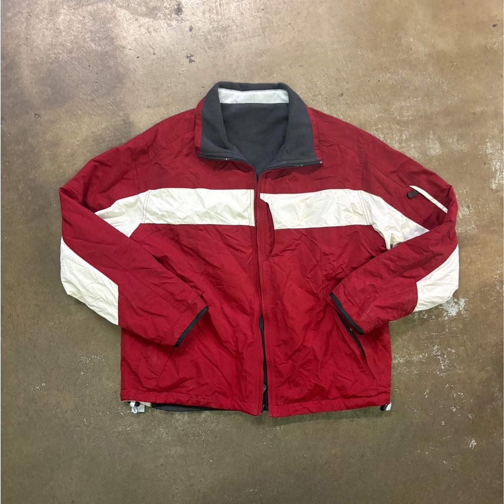 Y2K Arizona Jean Co Reversible Jacket – Red / Gray – Full Zip – Size XL